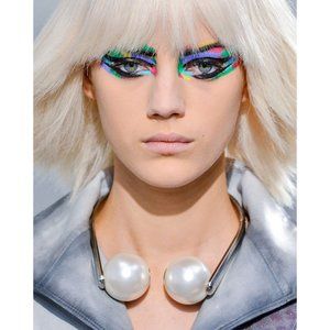 Chanel Spring 2014 Runway Pearl Metal Headphone Choker Necklace